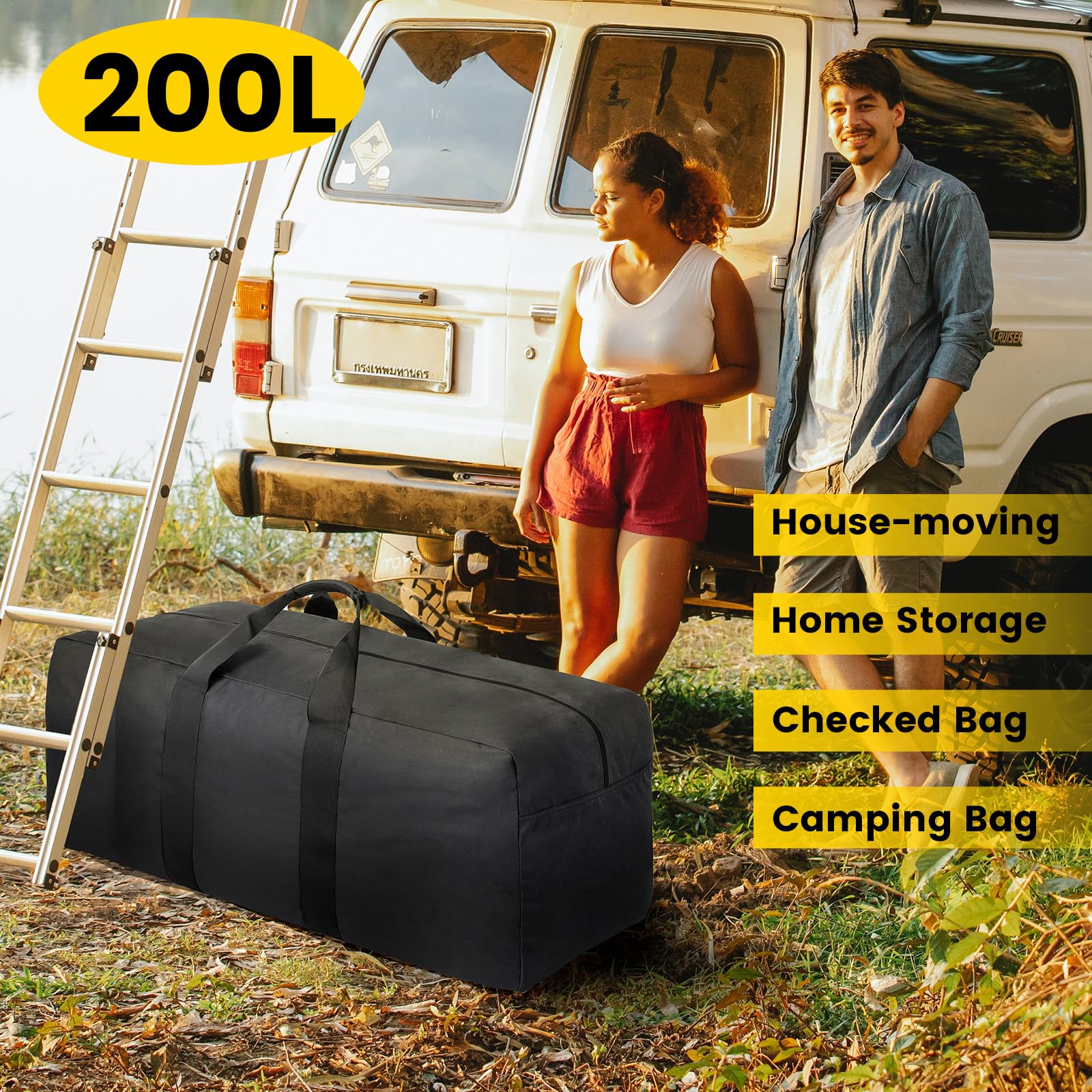 Foto 7 pulgar | Bolsa De Viaje Vorspack Extra Grande De 200 Litros Para Viajes Y Acampadas, Color Negro - Venta Internacional.