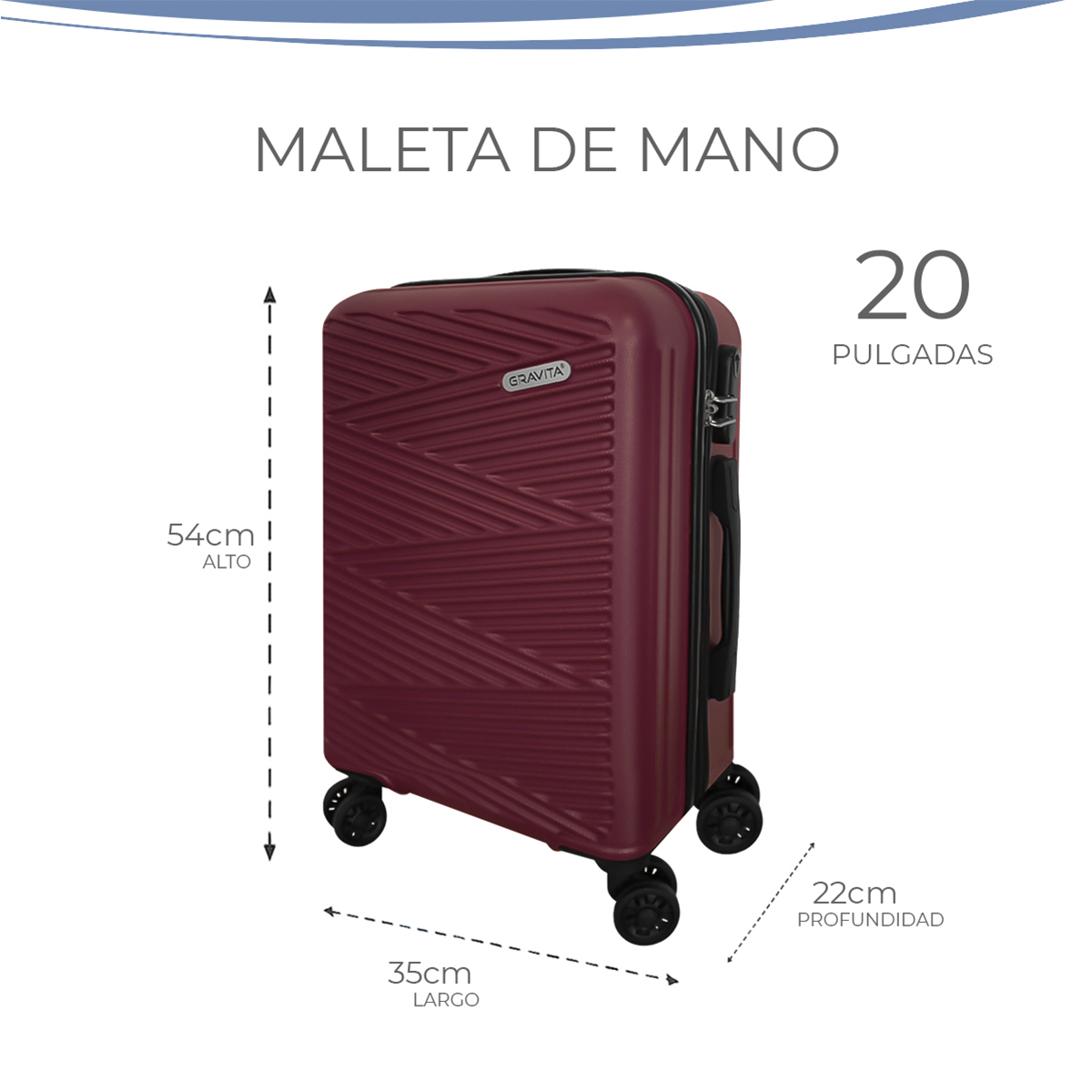 Foto 5 pulgar | Maleta De Mano Rigida 20 Pulgadas Con Ruedas 360 Y Candado Tsa Marca Gravita