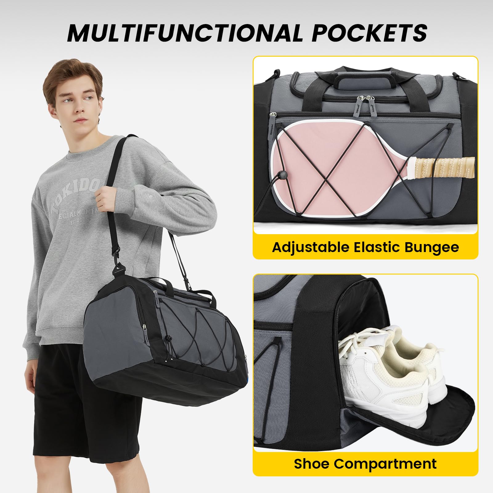 Foto 5 pulgar | Bolsa De Gimnasio Vorspack Para Hombre De 53 Litros Con Compartimento Para Zapatos, Color Gris - Venta Internacional.