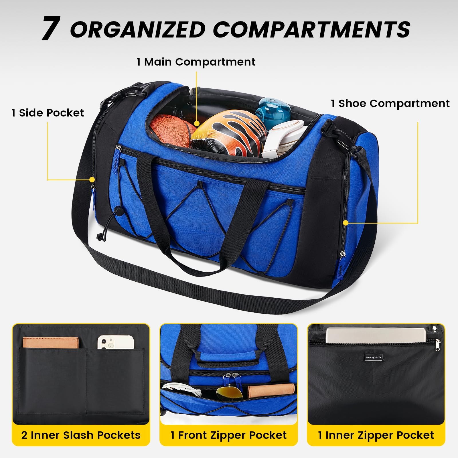 Foto 4 pulgar | Bolsa De Gimnasio Vorspack Para Hombre De 53 Litros Con Compartimento Para Zapatos, Color Azul - Venta Internacional.
