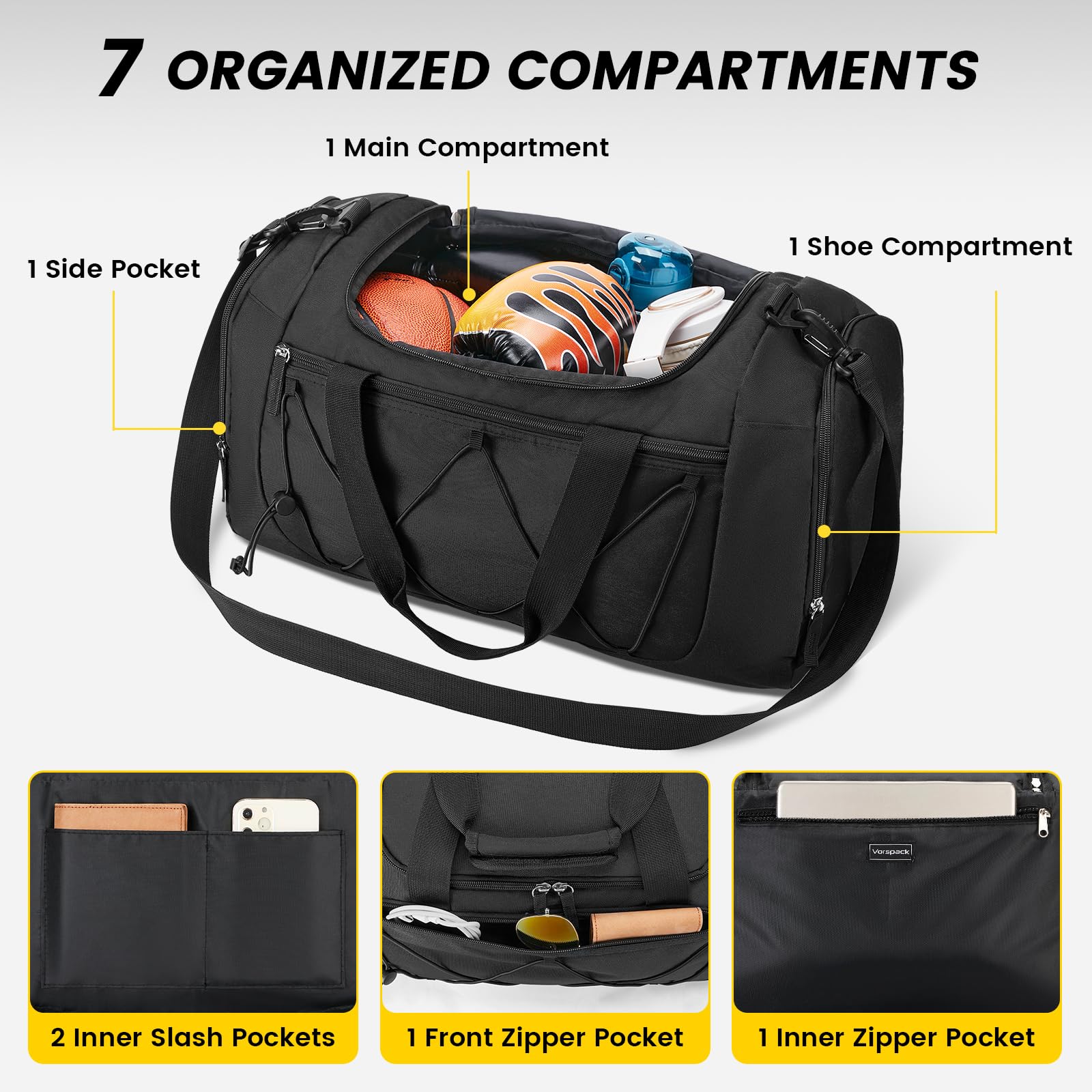 Foto 4 pulgar | Bolsa De Viaje Gym Bag Vorspack De 21 Pulgadas Para Hombre Con Compartimento Para Zapatos - Venta Internacional.