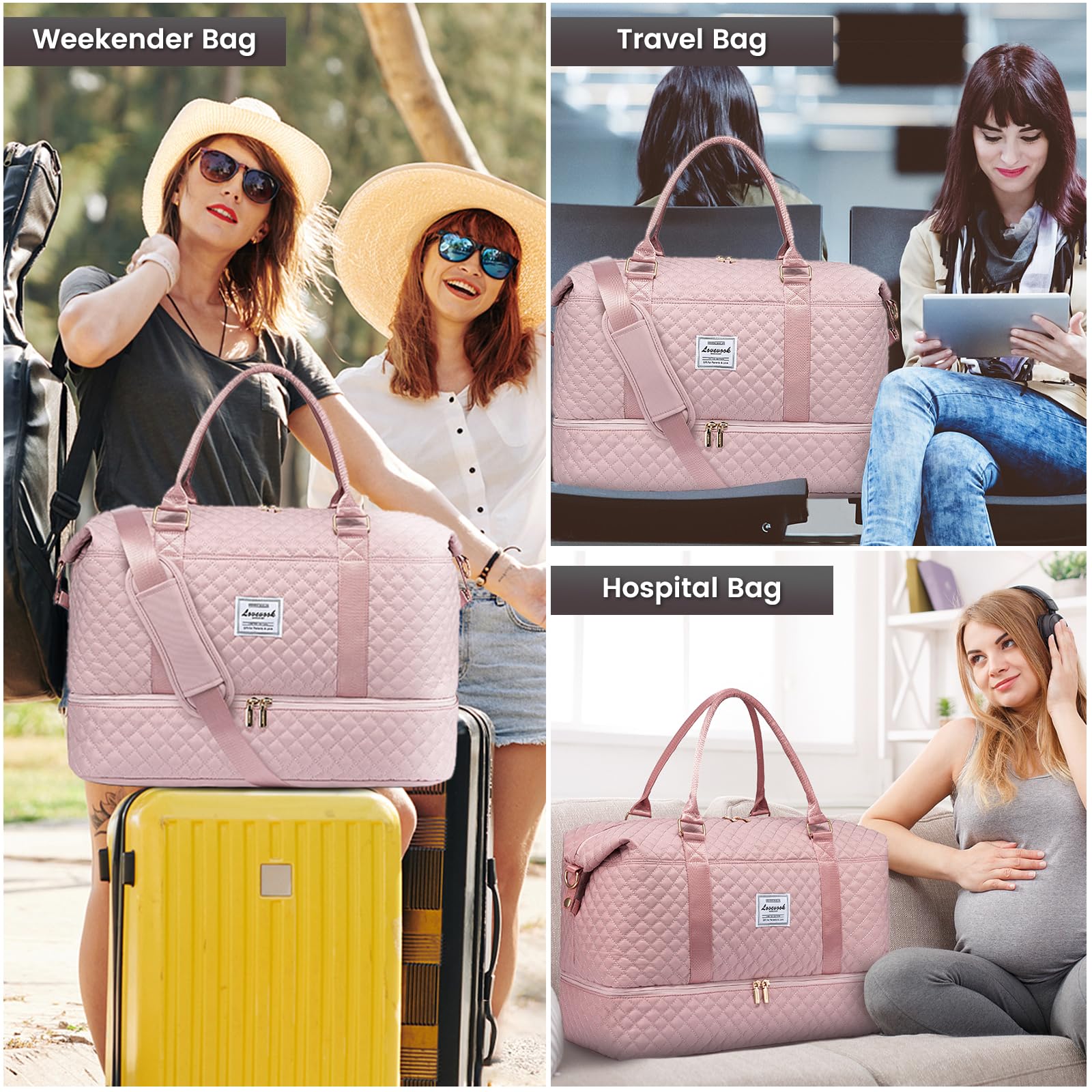 Foto 3 pulgar | Bolsa De Viaje Lovevook Para Mujer Con Compartimento Para Zapatos - Venta Internacional.