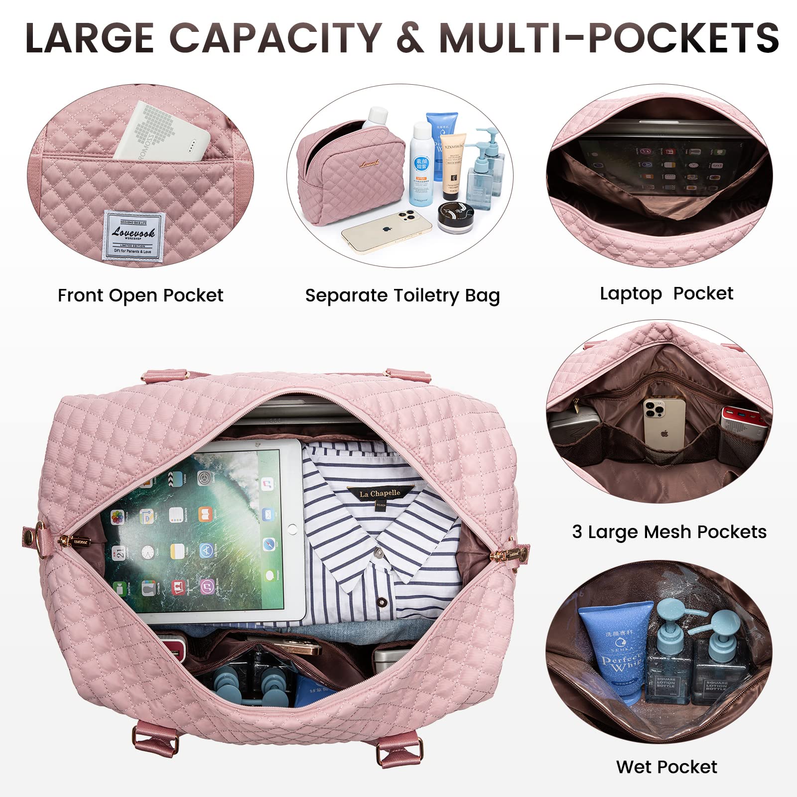 Foto 4 pulgar | Bolsa De Viaje Lovevook Para Mujer Con Compartimento Para Zapatos - Venta Internacional.