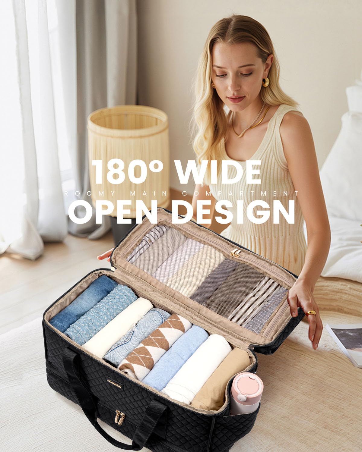 Foto 5 | Bolsa De Viaje Lovevook Grande Para Viajes De Fin De Semana, 50 Litros, Con Zapato, Negra - Venta Internacional.