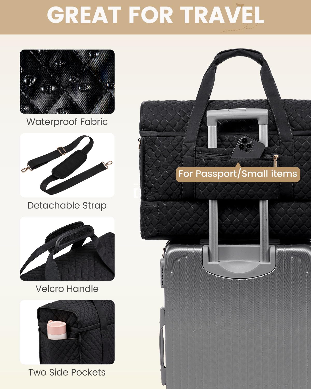 Foto 7 pulgar | Bolsa De Viaje Lovevook Grande Para Viajes De Fin De Semana, 50 Litros, Con Zapato, Negra - Venta Internacional.