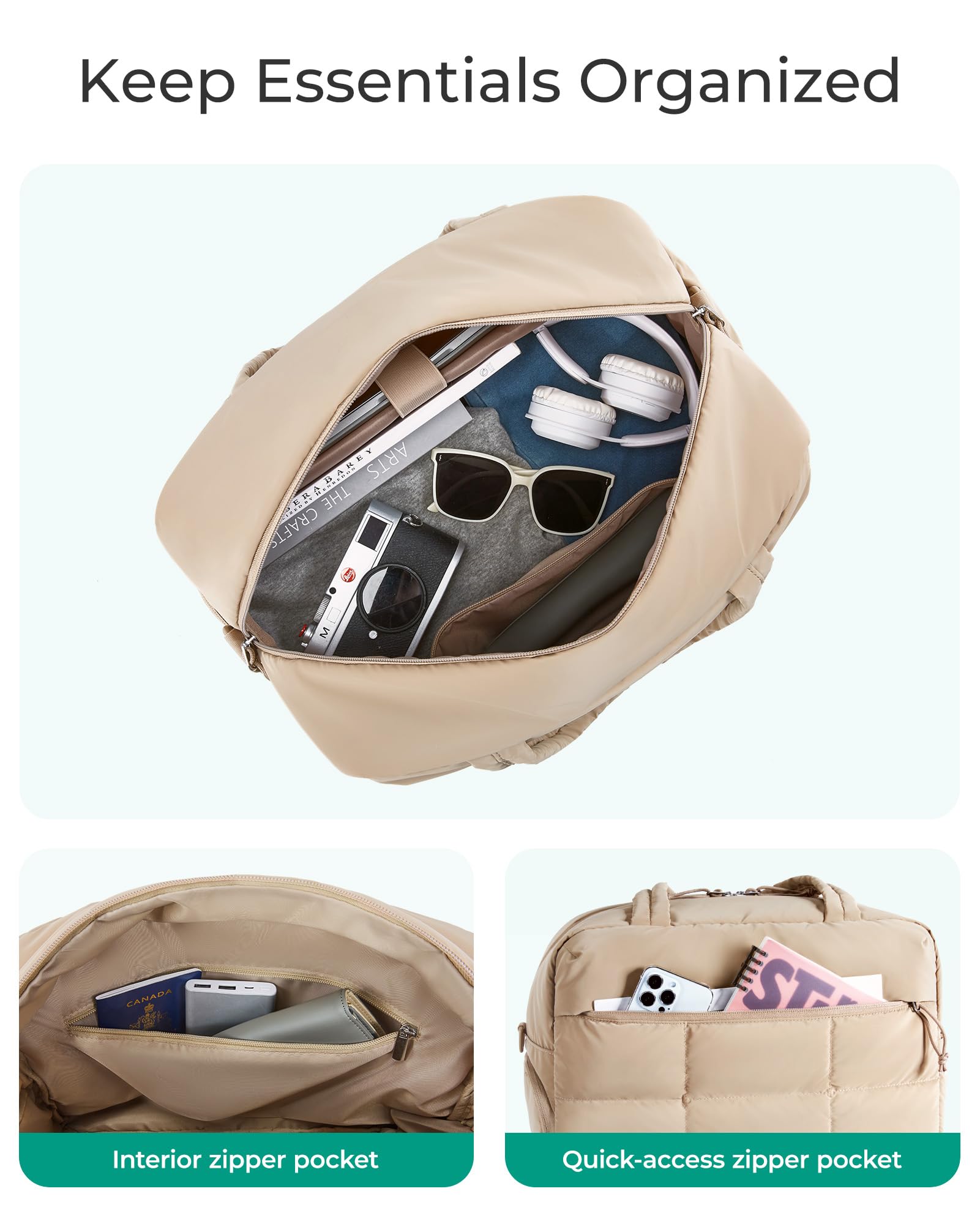 Foto 4 pulgar | Bolsa De Gimnasio Bagsmart Para Mujer Resistente Al Agua Weekender Camel - Venta Internacional.