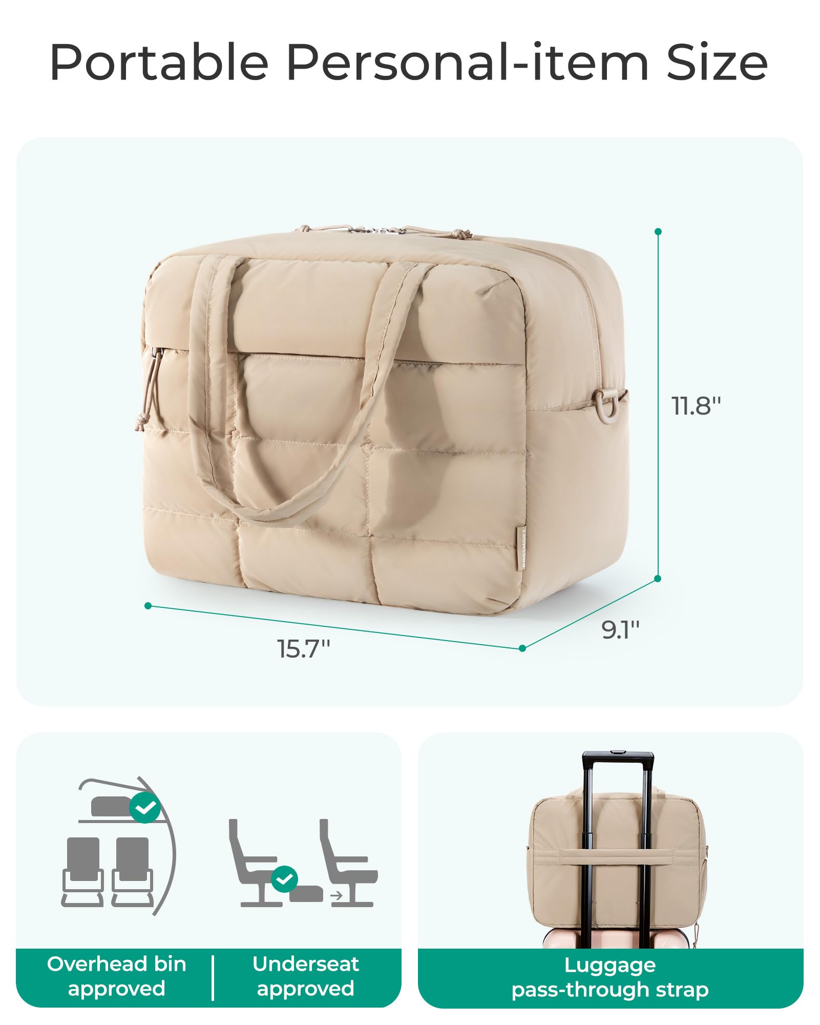 Foto 6 | Bolsa De Gimnasio Bagsmart Para Mujer Resistente Al Agua Weekender Camel - Venta Internacional.