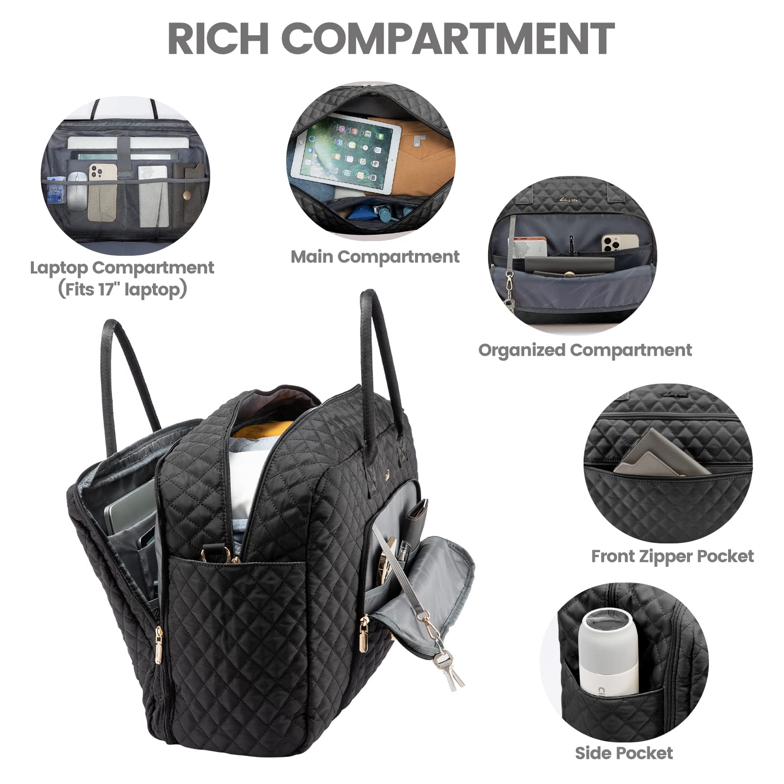 Foto 3 pulgar | Bolsa De Viaje Lovevook Weekender Con Compartimento Para Portátil - Venta Internacional.