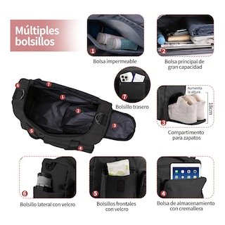 Foto 2 | Maleta Bolsa Gimnasio Viaje Mochila Fitness 2pcs Eo Safe Imports Esi-20046 Negro