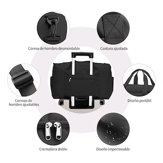 Foto 3 | Maleta Bolsa Gimnasio Viaje Mochila Fitness 2pcs Eo Safe Imports Esi-20046 Negro
