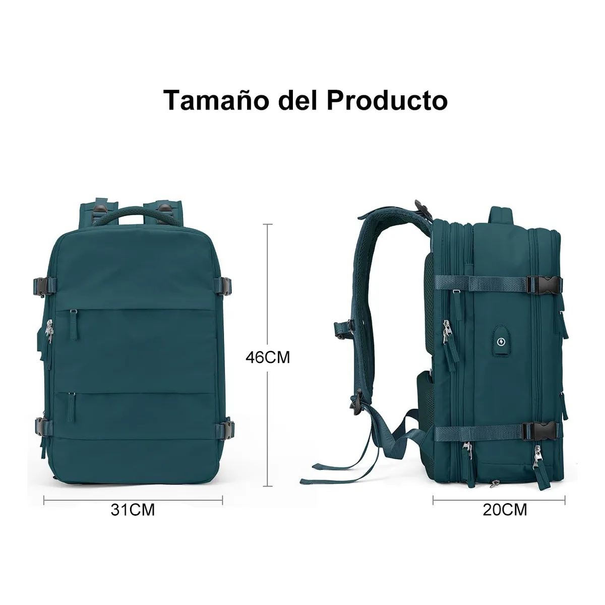 Foto 3 pulgar | Mochila De Viaje Avión Aprobado Impermeable Multifuncional Eo Safe Imports Esi-20043 Verde