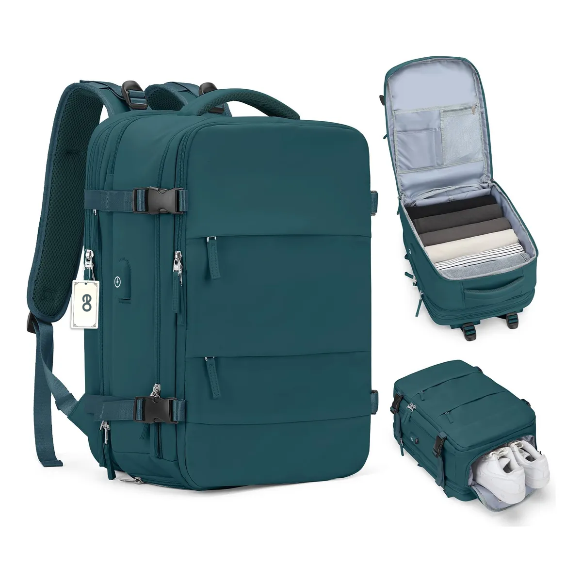 Foto 4 pulgar | Mochila De Viaje Avión Aprobado Impermeable Multifuncional Eo Safe Imports Esi-20043 Verde