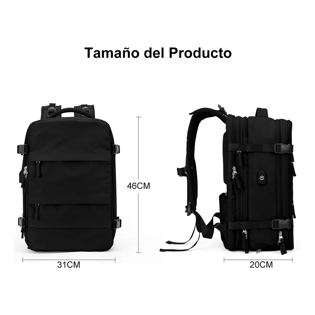 Foto 3 pulgar | Mochila De Viaje Avión Aprobado Impermeable Multifuncional Eo Safe Imports Esi-20045 Negro