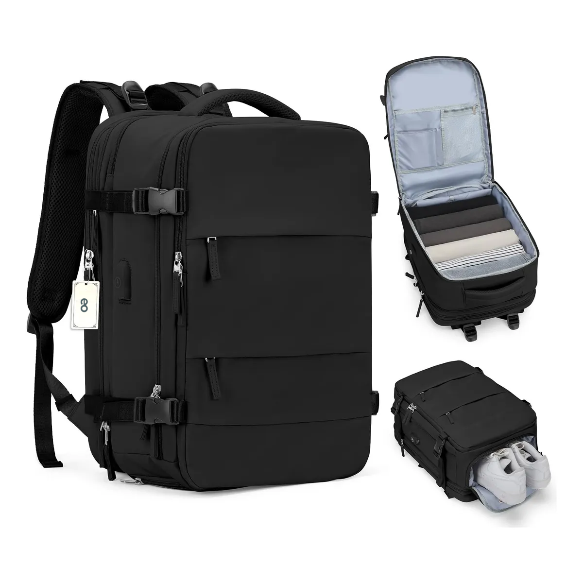Foto 4 pulgar | Mochila De Viaje Avión Aprobado Impermeable Multifuncional Eo Safe Imports Esi-20045 Negro