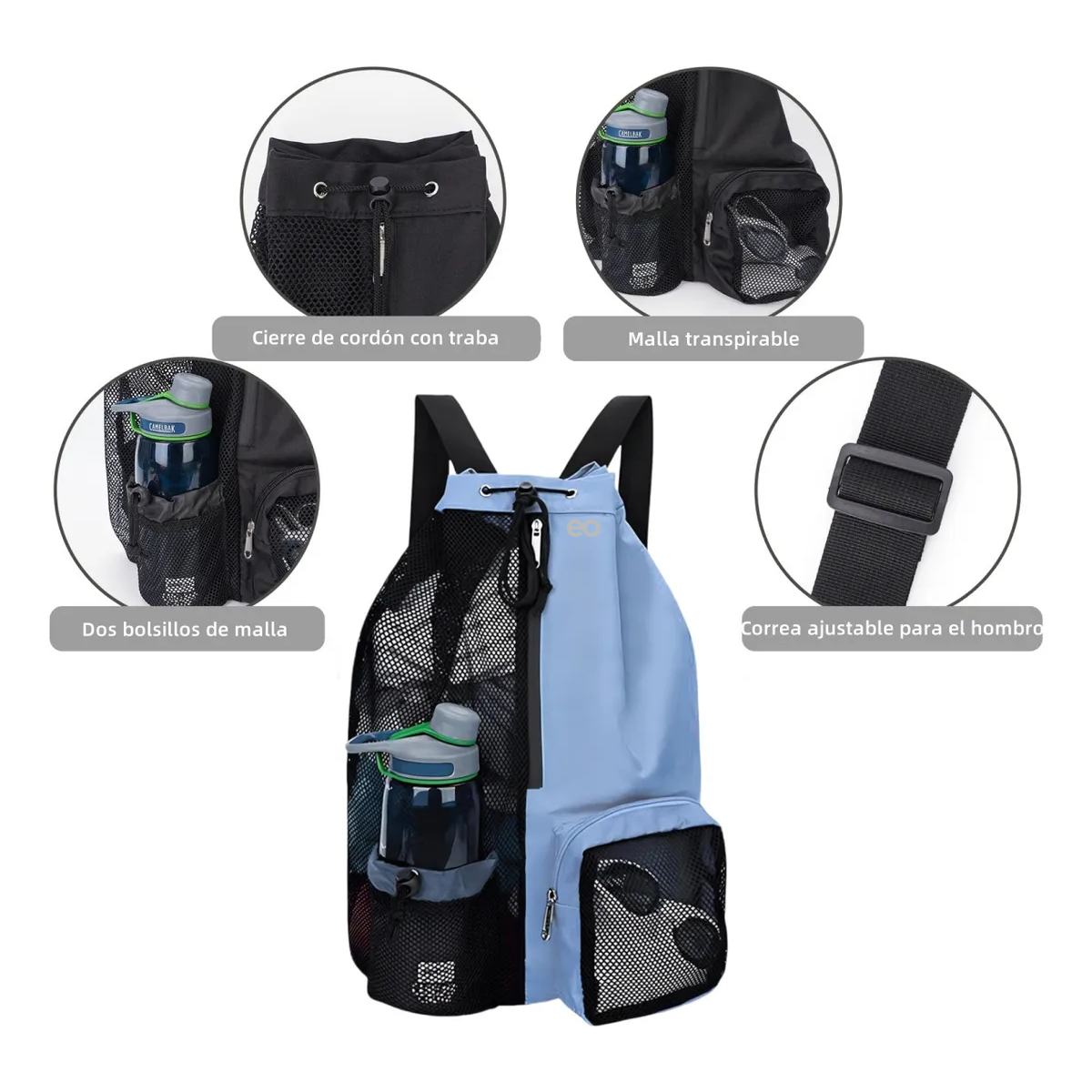 Foto 2 | Mochila Bolsa Gym Deportiva Y Viaje De Impermeable Y Moda Eo Safe Imports Esi-20048 Multicolor