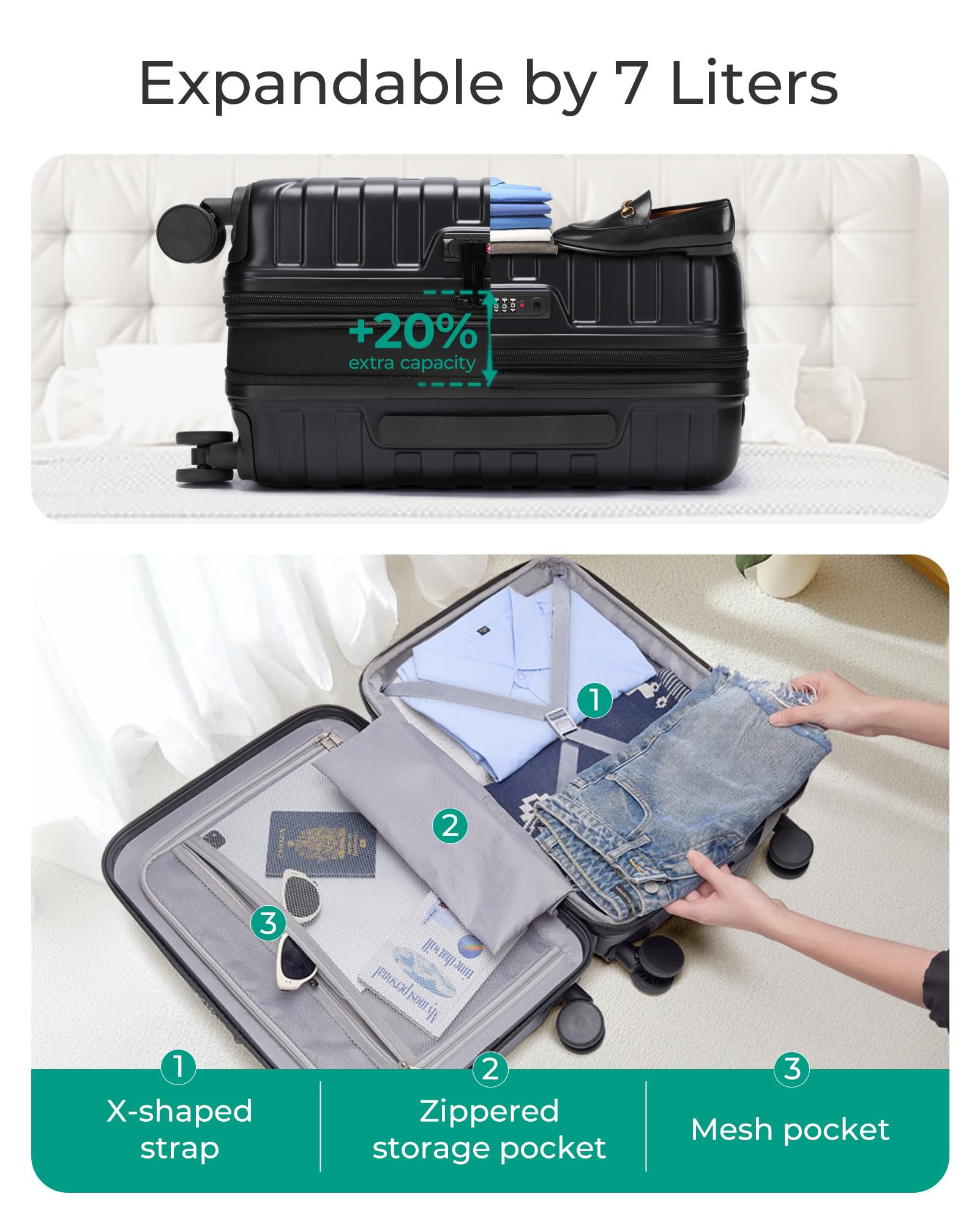 Foto 4 pulgar | Bolsa De Equipaje Smart Carry On De 20 Pulgadas Y 35 Litros Con Cierre Tsa  Negra - Venta Internacional.