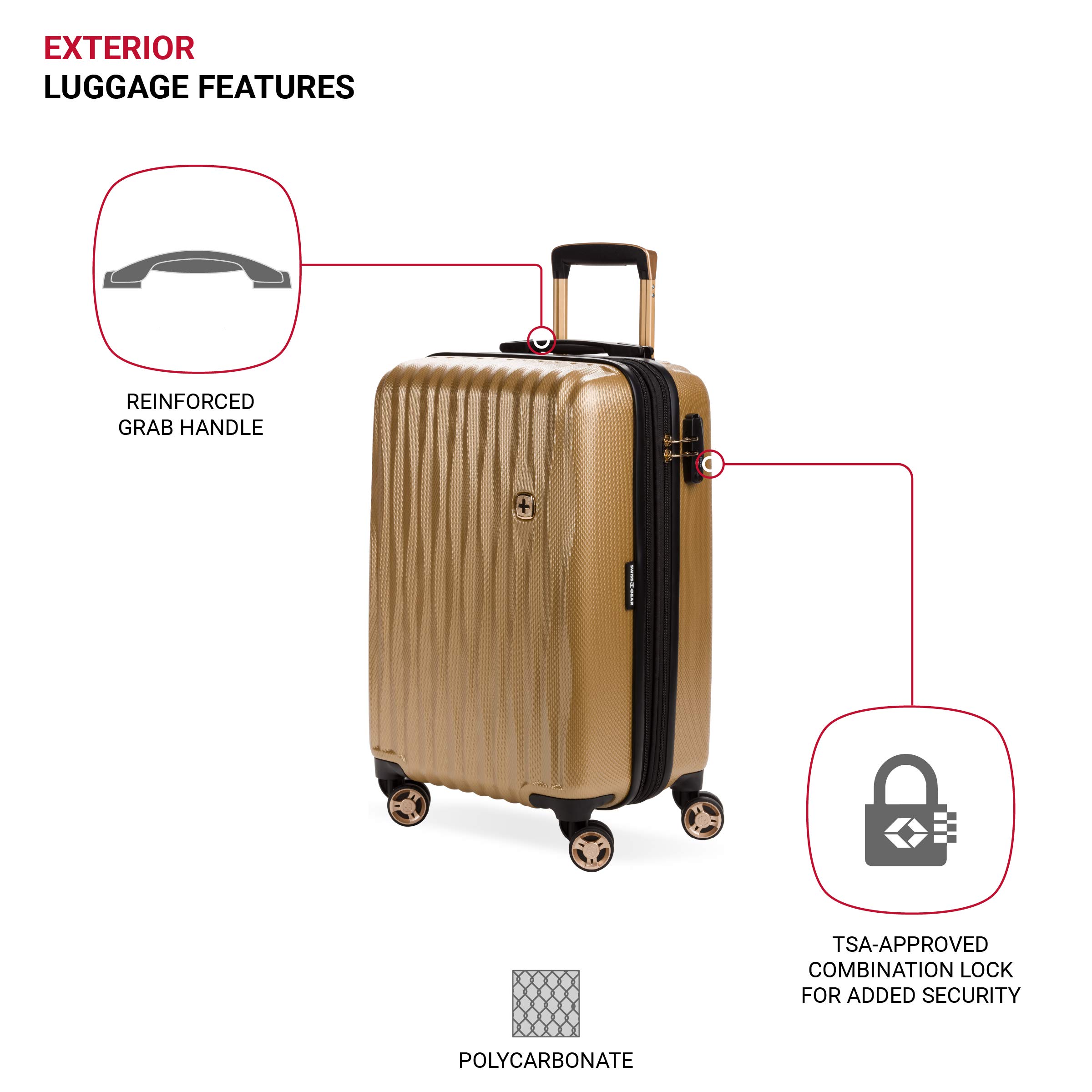 Foto 3 | Equipaje De Mano Swissgear 7272 Energie De 19 Pulgadas Con Spinner Gold - Venta Internacional.