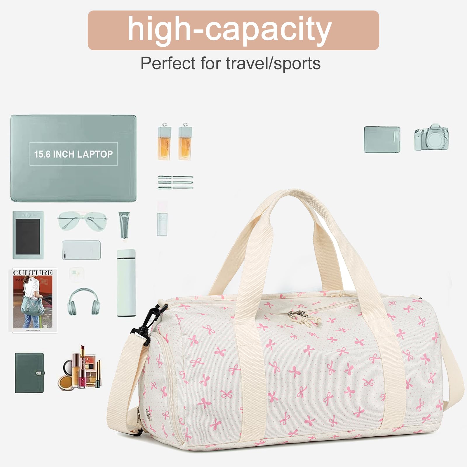 Foto 7 | Bolsa Deportiva Ledaou  Bolsa De Lona Deportiva Para Fin De Semana  Impermeable Para Niñas - Venta Internacional.