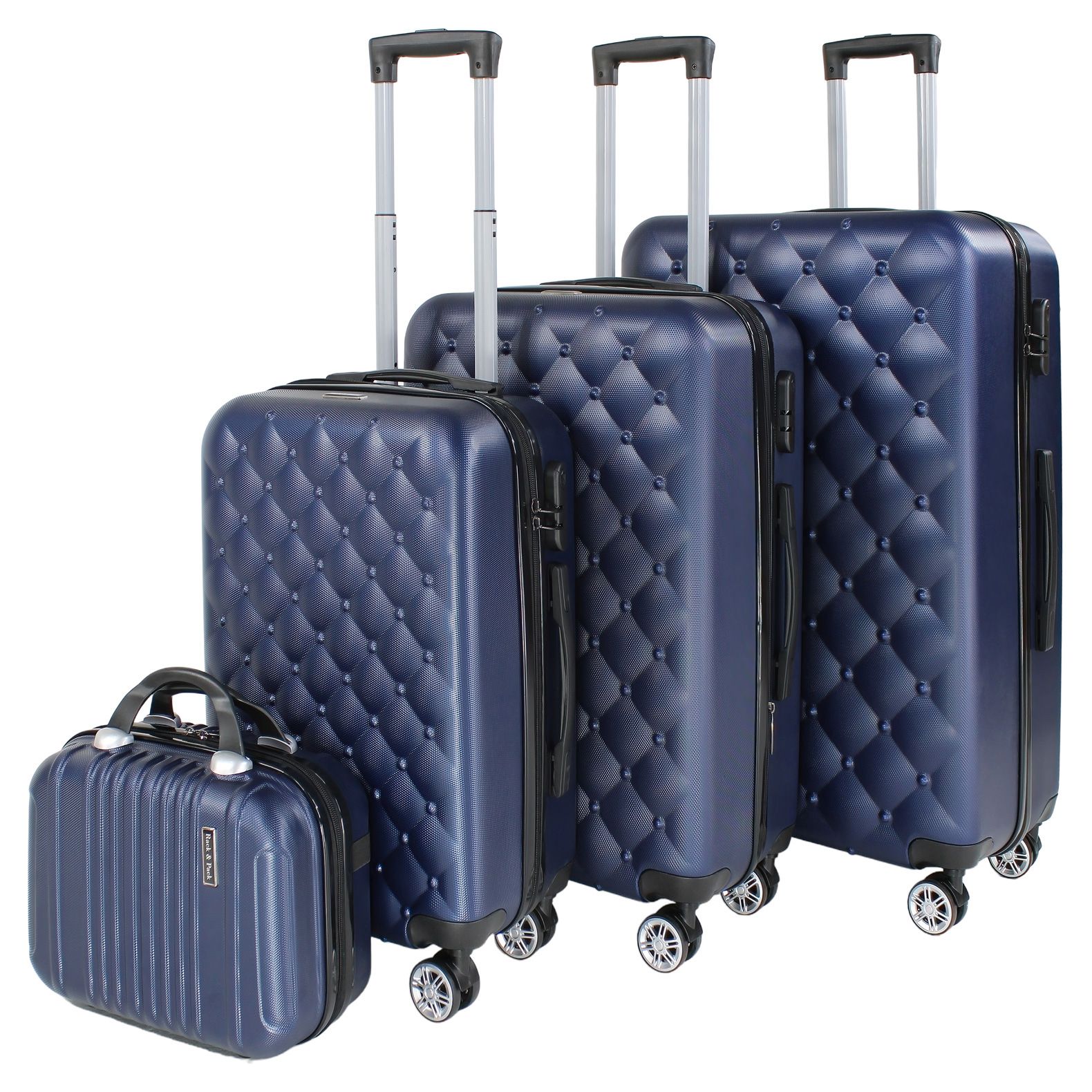 Set 4 Maletas Equipaje Viaje Ultra Resistente 4 Ruedas 360 Rack & Pack color Azul