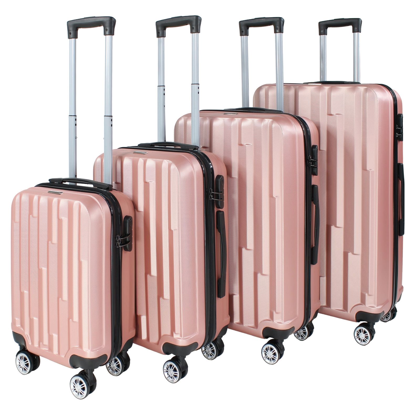 Set Juego 4 Maletas Rack & Pack Equipaje Viaje Ultra Resistente 4 Ruedas color Rosa