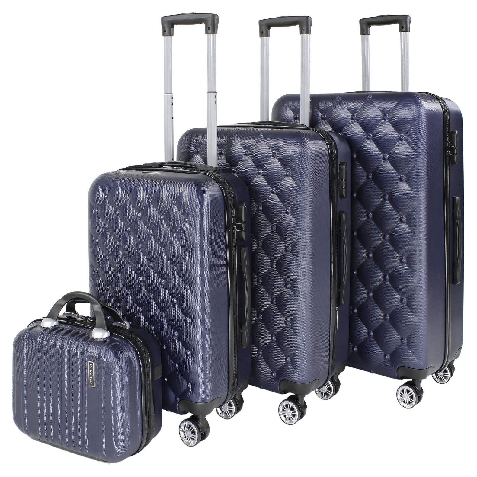 Set Juego 4 Maletas Rack & Pack Viaje Resistentes 4 Ruedas 360 Premium color Gris