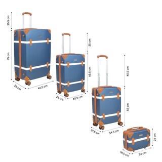 Foto 6 | Maletas Vintage Rack & Pack color Azul Tipo Baúl 4 Piezas