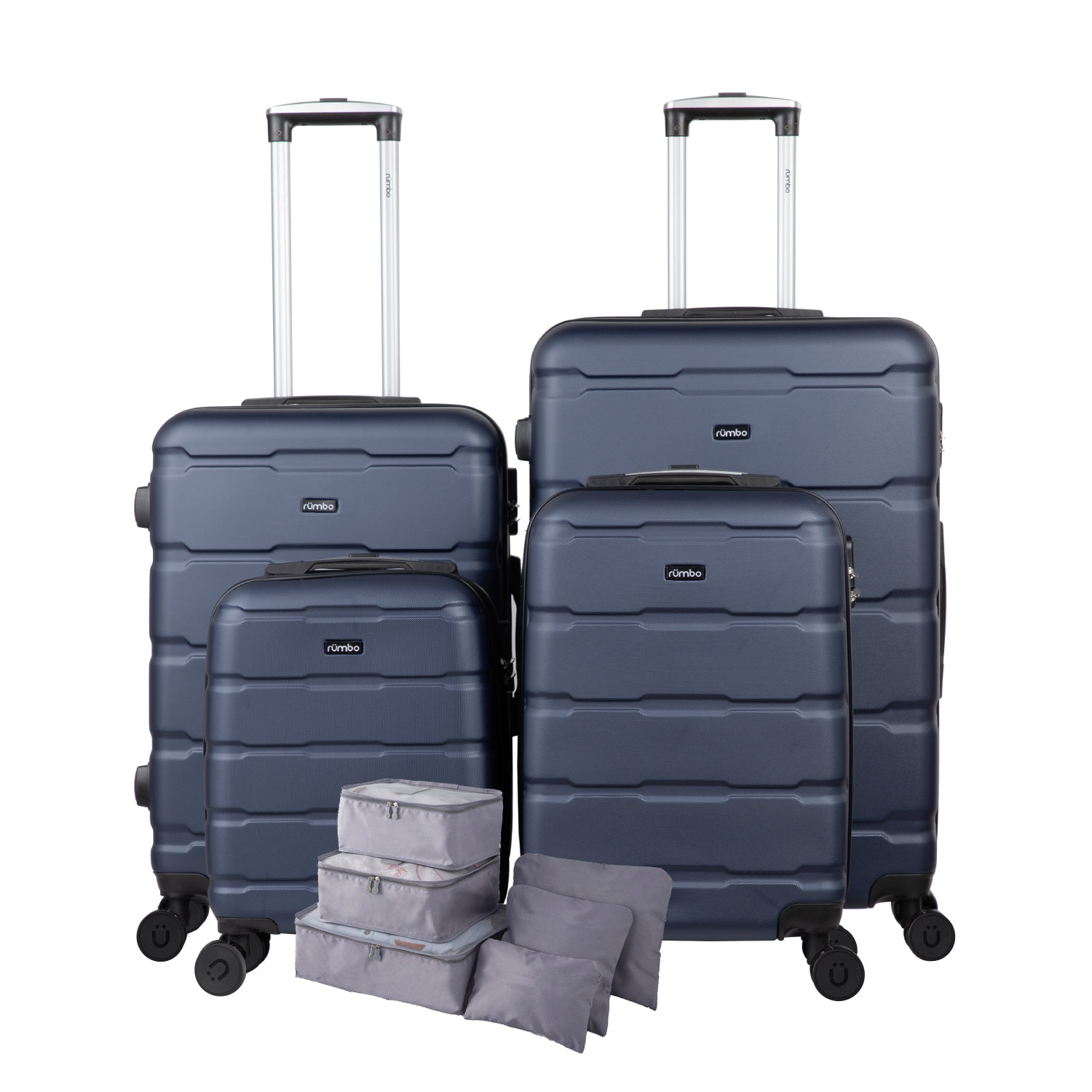 4 Maletas de Viaje Rígidas + 6 Bolsas de Viaje Rumbo RUM40 color Azul