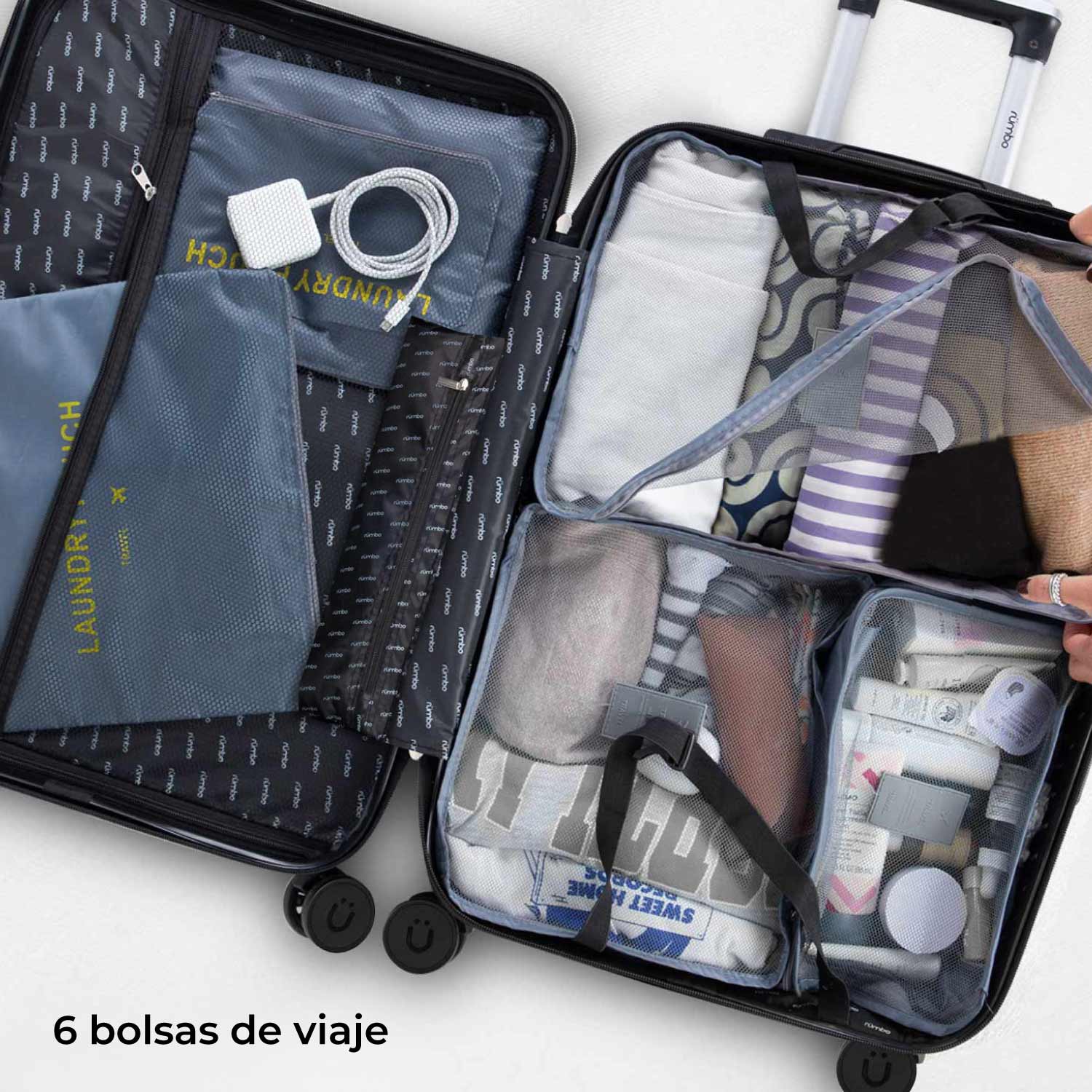 Foto 6 | 4 Maletas de Viaje Rígidas + 6 Bolsas de Viaje Rumbo RUM40 color Azul