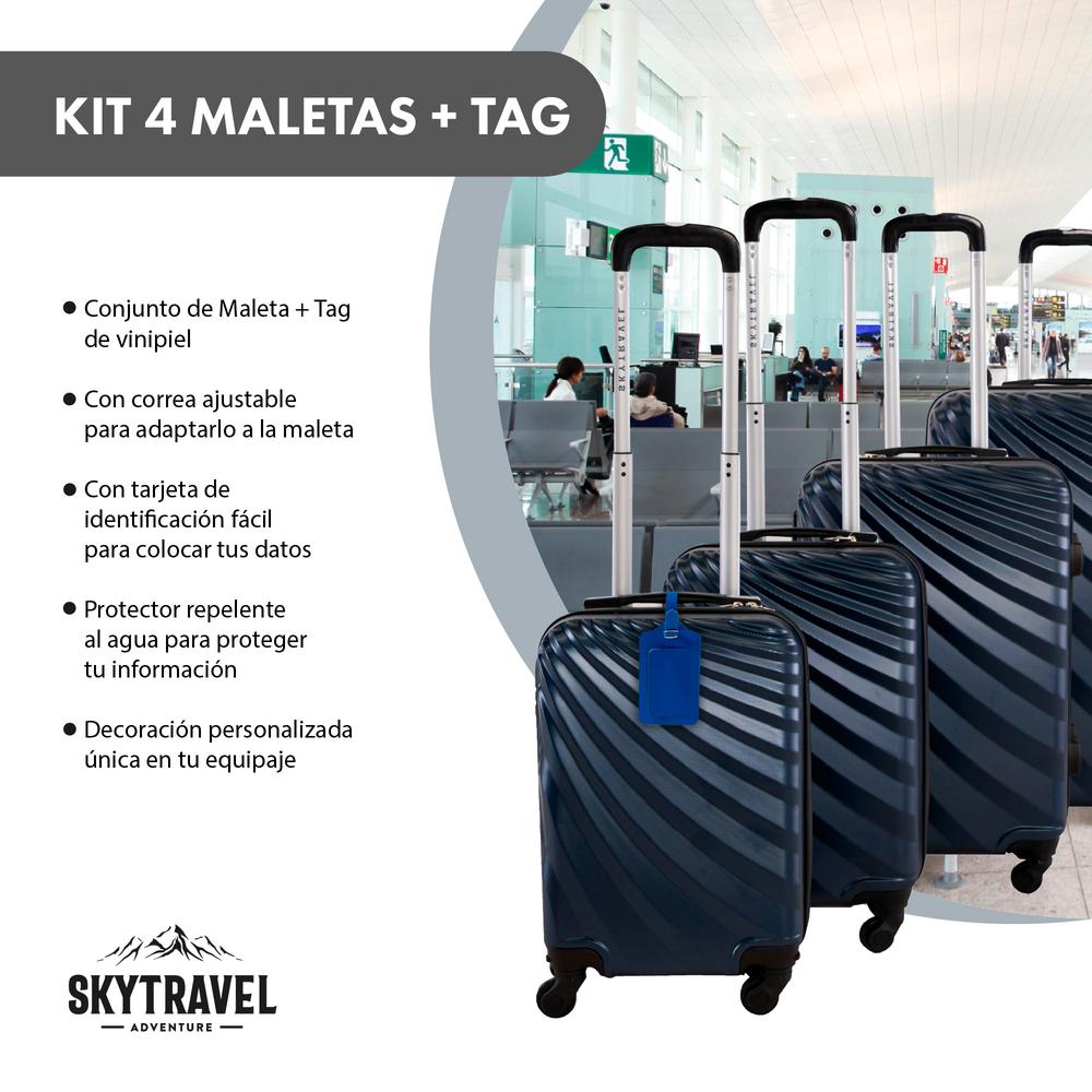 Foto 3 pulgar | Set De 4 Maletas Para Viaje Con Ruedas Rigidas Alta Calidad Azul