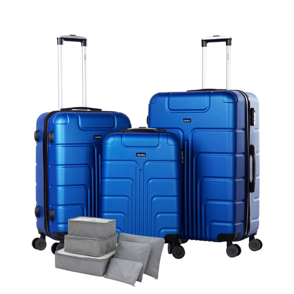 Foto 2 pulgar | Juego de 3 Maletas Rígidas Azul Rümbo + 6 Bolsas de Viaje