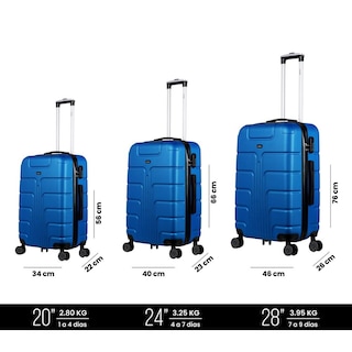 Foto 3 | Juego de 3 Maletas Rígidas Azul Rümbo + 6 Bolsas de Viaje