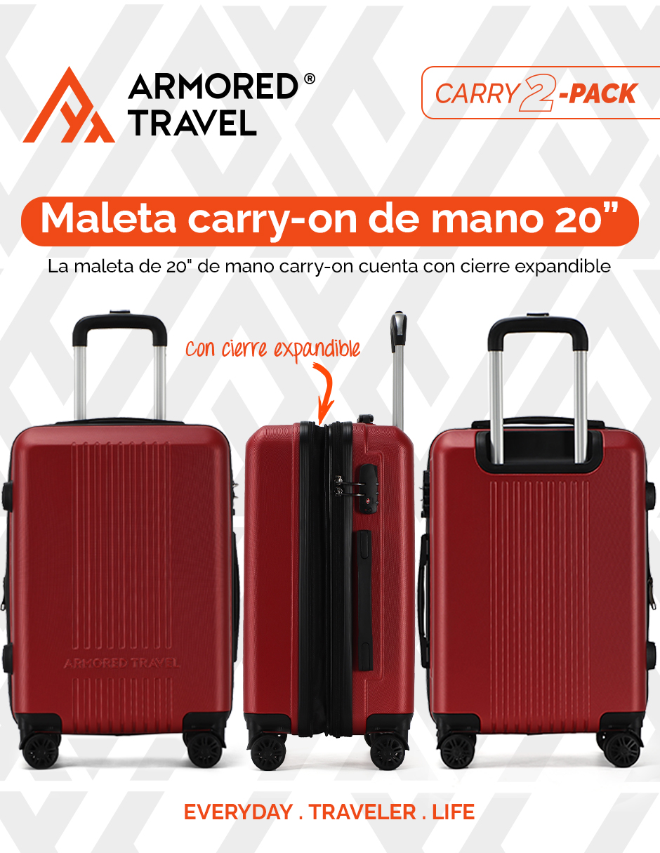 Foto 5 pulgar | Set De Maletas De Mano Carry-on  2-pack 20” + 16” Y Candado Tsa Lock Gran-rojo Armored Travel