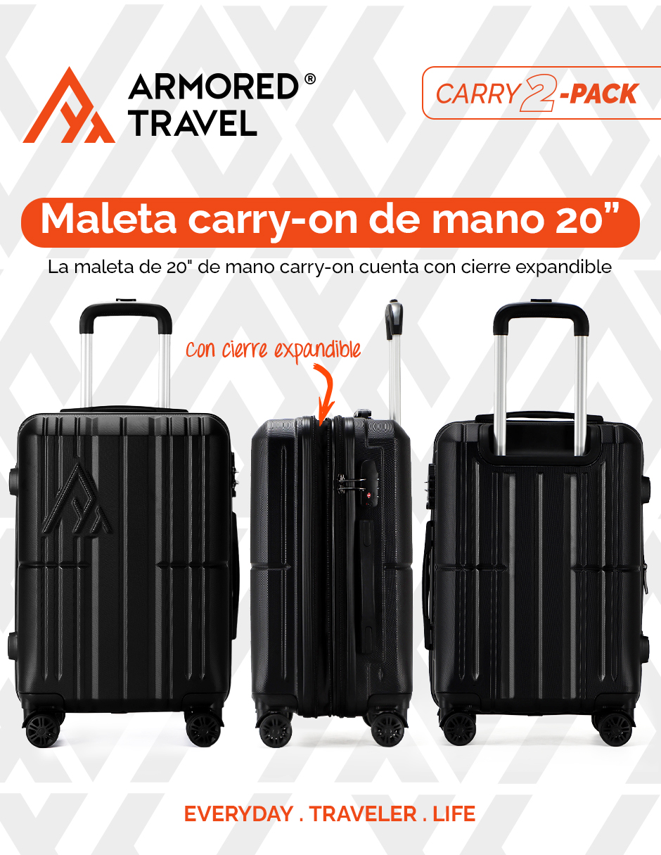 Foto 5 pulgar | Set De Maletas De Mano Carry-on  2-pack 20” + 16” Y Candado Tsa Lock Obs-negro Armored Travel