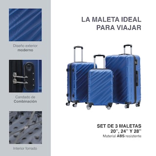 Foto 2 | Juego de 3 Maletas U Dubai 20'' 24'' y 28'' Azul