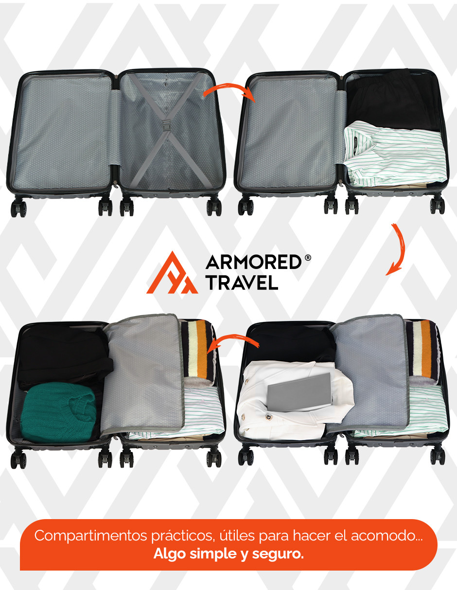 Foto 8 | Maletas de Viaje Armored Travel 3 Piezas 28” + 24” + 20” Carry-On Abs Doble Calibre con Candado de Alta Seguridad