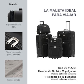 Foto 2 | Maletas y 1 Neceser Fly & Trip Medellín Negras 3 Piezas