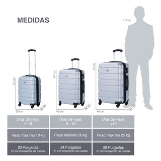 Foto 3 | Juego de Maletas Fly & Trip Grises 3 Piezas