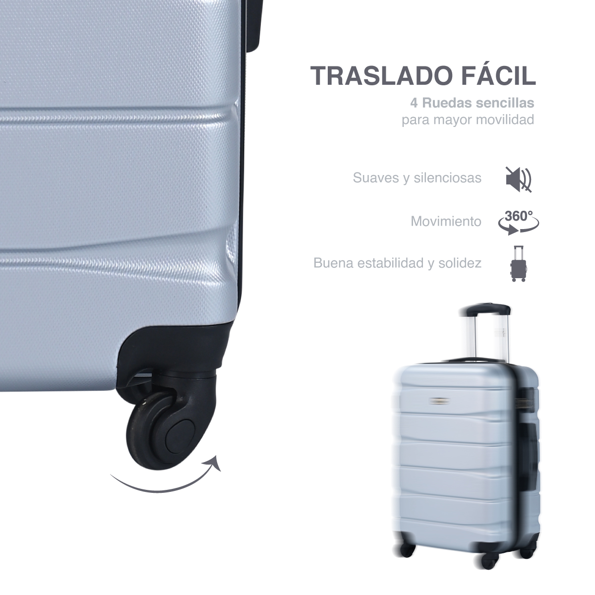 Foto 6 | Juego de Maletas Fly & Trip Grises 3 Piezas