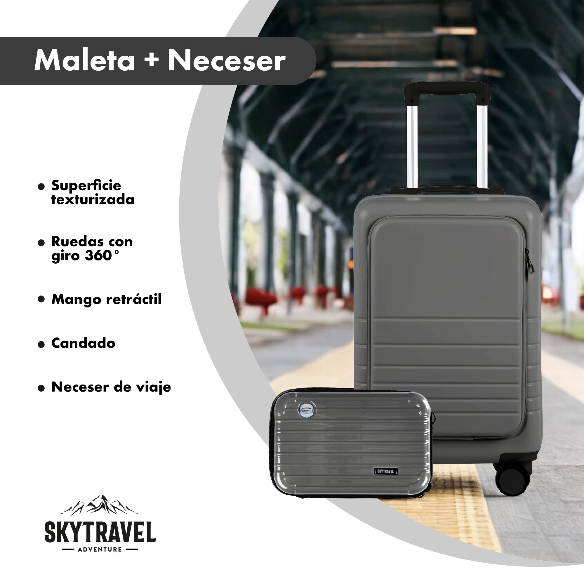Foto 3 pulgar | Maleta de Viaje Skytravel 20 Pulgadas 4 Gris