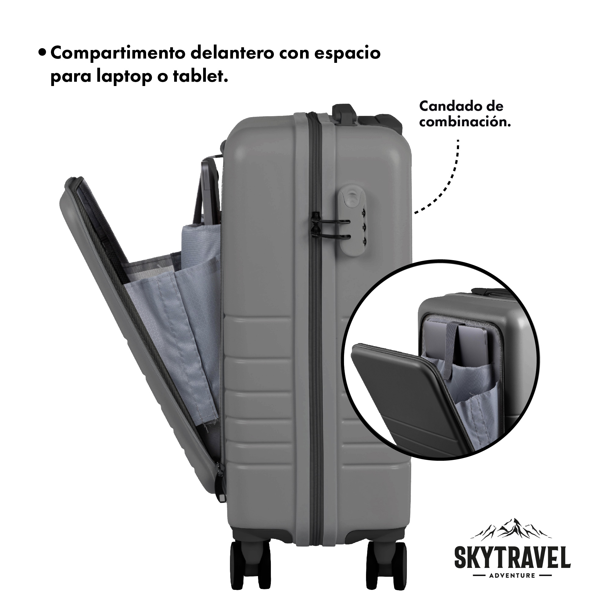 Foto 5 | Maleta de Viaje Skytravel 20 Pulgadas 4 Gris