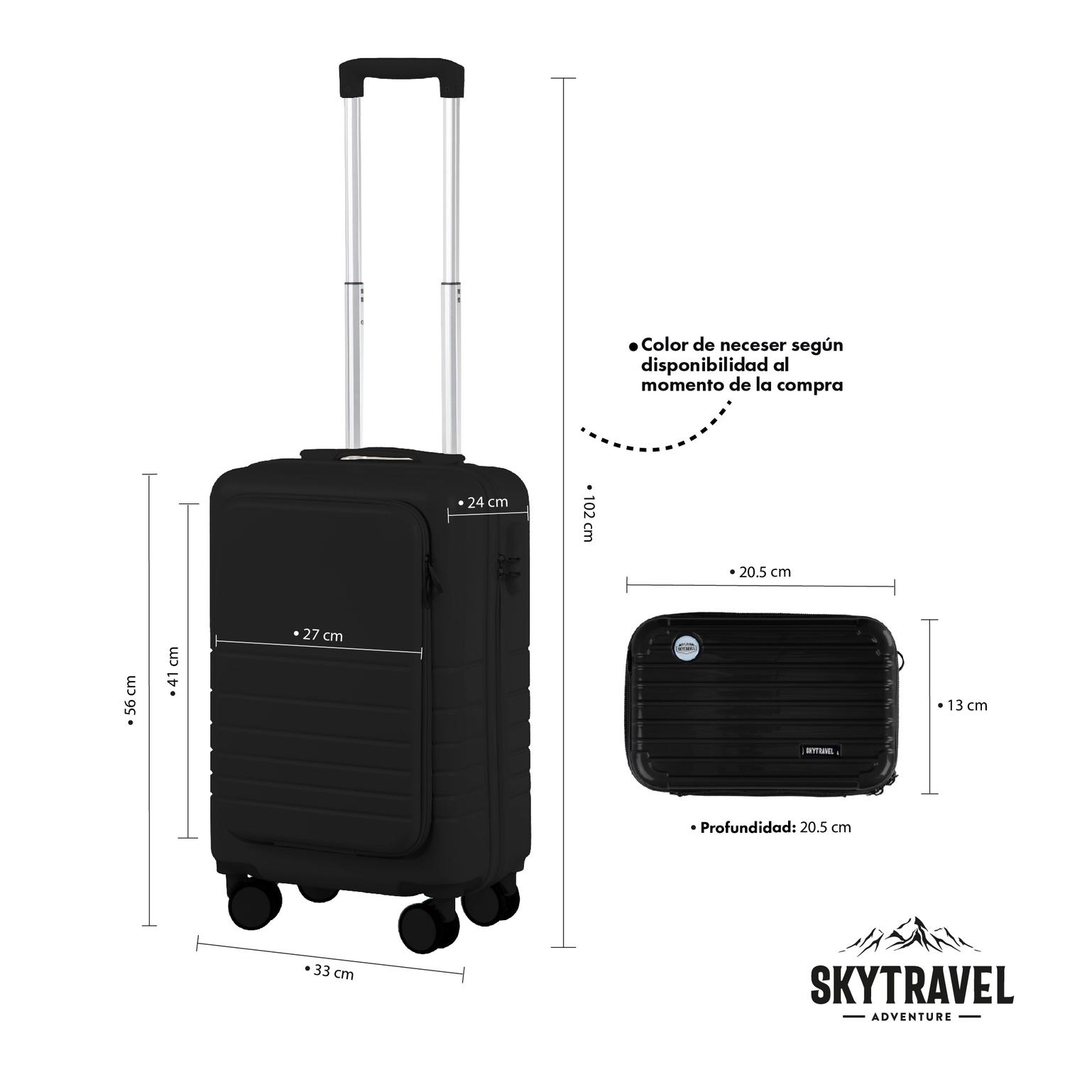 Foto 3 | Maleta de Viaje 10kg 20 Pulgadas Cabina Carry On 4 Rueda 360 Negro