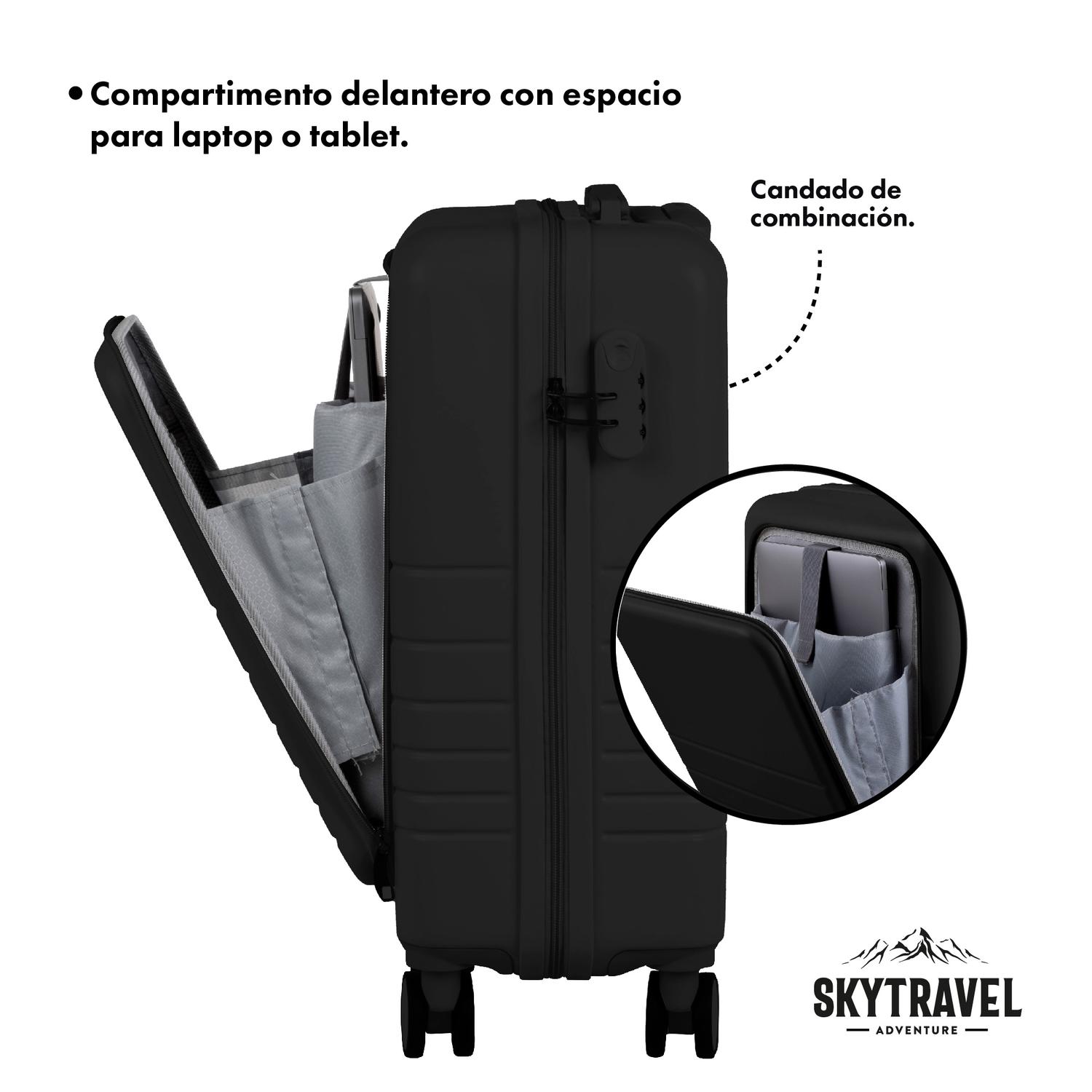 Foto 5 | Maleta de Viaje 10kg 20 Pulgadas Cabina Carry On 4 Rueda 360 Negro