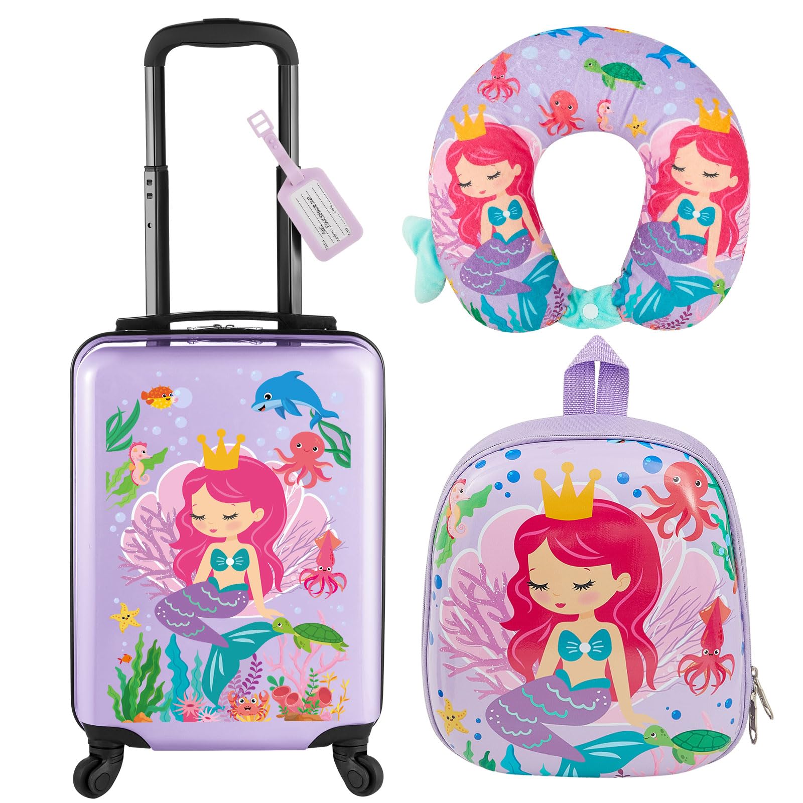 Foto 2 pulgar | Set de Equipaje Sanwuta Mermaid de 43 cm con Almohada Maleta y Mochila - Venta Internacional.