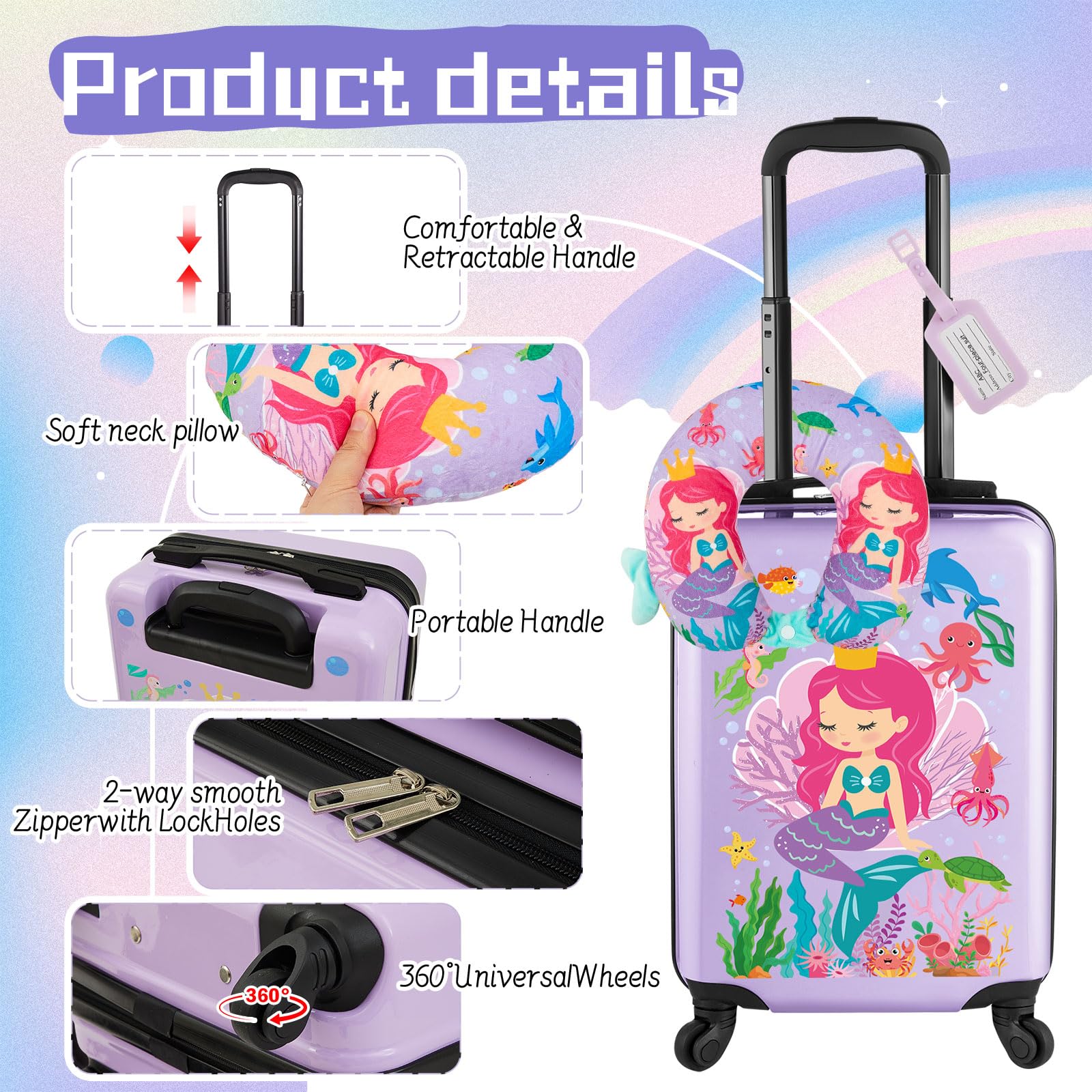 Foto 5 pulgar | Set de Equipaje Sanwuta Mermaid de 43 cm con Almohada Maleta y Mochila - Venta Internacional.