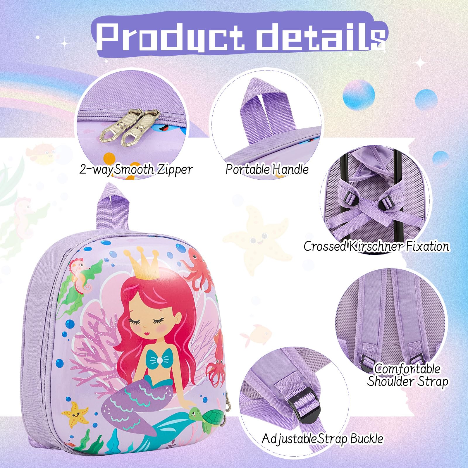 Foto 6 pulgar | Set de Equipaje Sanwuta Mermaid de 43 cm con Almohada Maleta y Mochila - Venta Internacional.