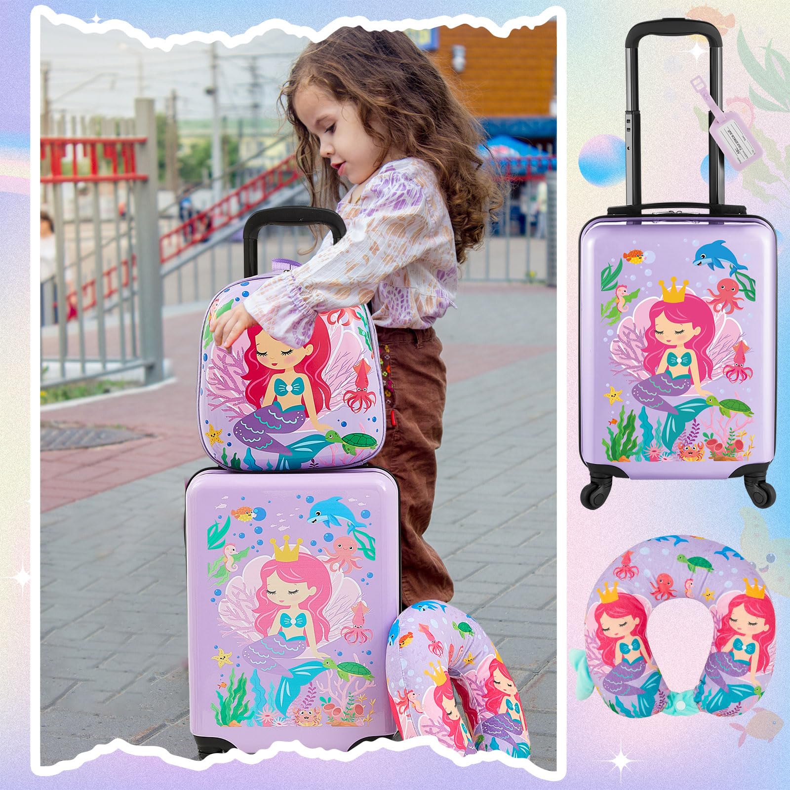 Foto 7 pulgar | Set de Equipaje Sanwuta Mermaid de 43 cm con Almohada Maleta y Mochila - Venta Internacional.