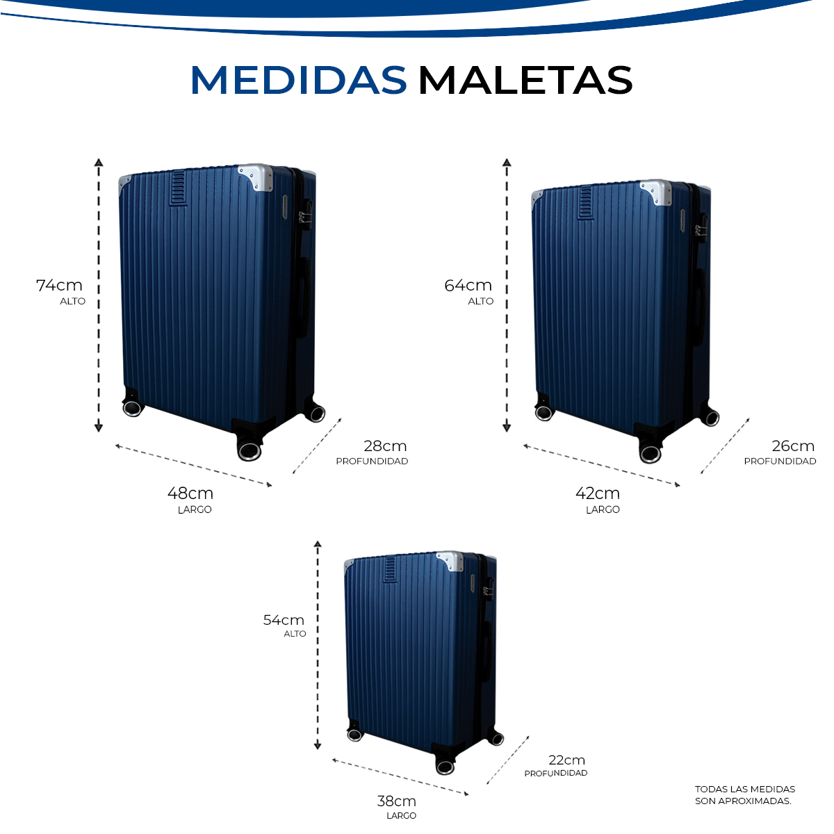 Foto 4 | Juego De 3 Maletas Rígidas Tipo Baul De Viaje Con Ruedas 360 Y Candado Tsa Marca Gravita