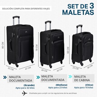 Foto 3 | Set de Maletas Us Urban Negro 3 Piezas