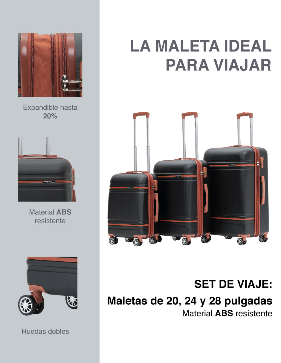 Foto 4 pulgar | Set 3 Maleta Abs 28'' Cairo Negro