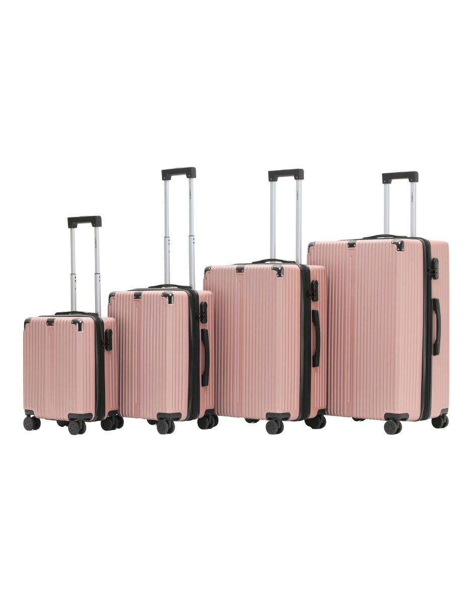 Set De 4 Maletas Abs 16'', 20'', 24,'' 28'' Miami Color Oro Rosa